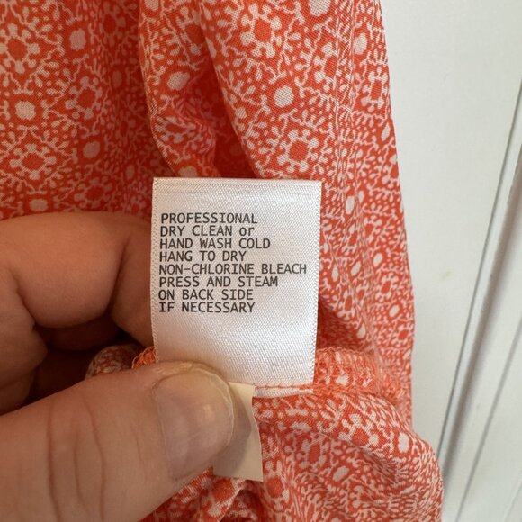 Jones NY Coral & White Floral Blouse L V-Neck 3/4 Length Sleeves Boho EUC Casual - Picture 6 of 7